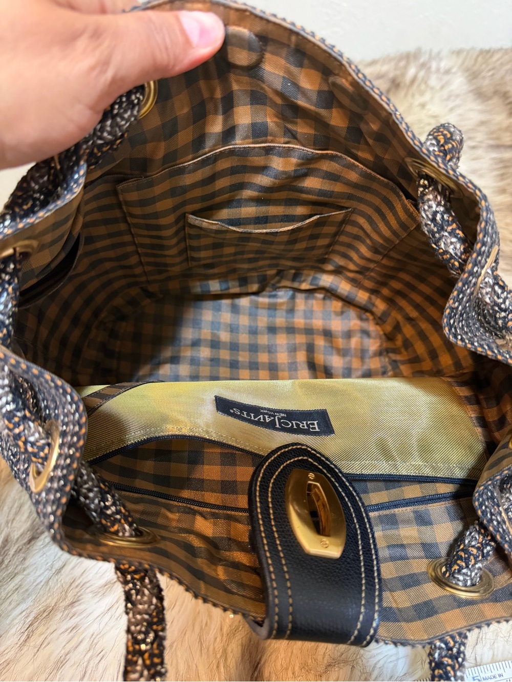 Eric Javits Black and Gold Woven Bucket Tote - Picture 8 of 8